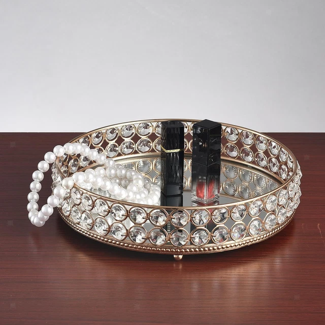 Round Crystal Tray Display 10'' Organizer Holder Candies Fruit Serving Plate