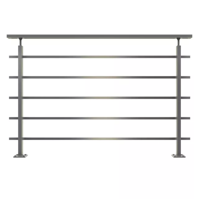 DOLLE Geländer modern Aluminium eckiger Handlauf Balkon Terrasse Brüstung 150 cm