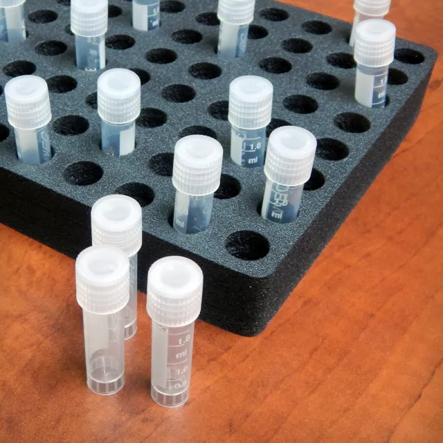 Vial Rack Organizer Storage Foam Stand Holder 96 Capacity HPLC 13mm Diameter