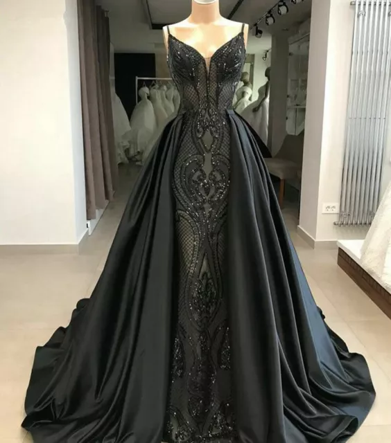 Black Velvet Formal Evening Dresses Sparkly Gold Lace Applique Arabic Prom  Gowns