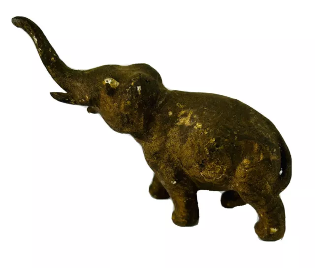 Vintage antique miniature Trumpeting cast metal elephant figurine