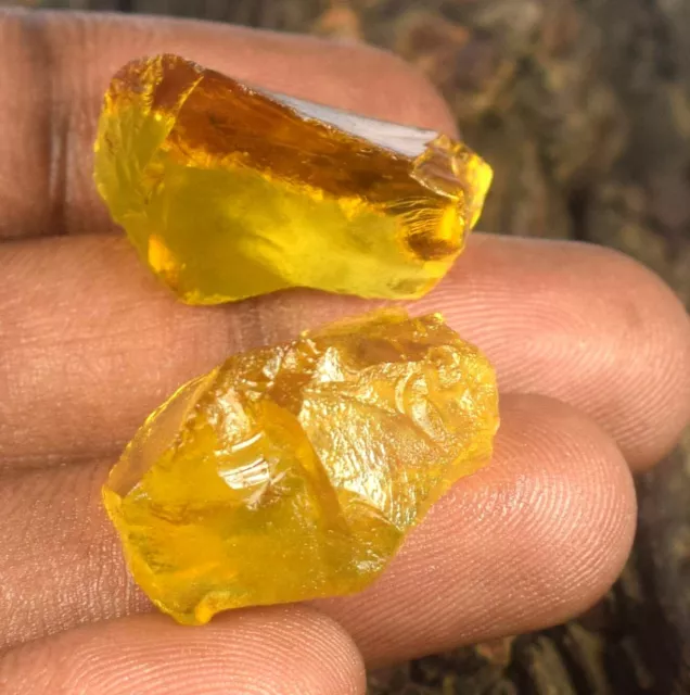 Naturale Brasiliano Giallo Topazio 60 Ct. Gemma Grezzo Esemplare Paio GH565