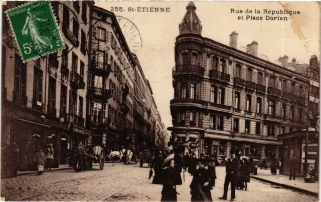 CPA Saint Etienne- Rue de la Republique et Place Dorian FRANCE (907467)