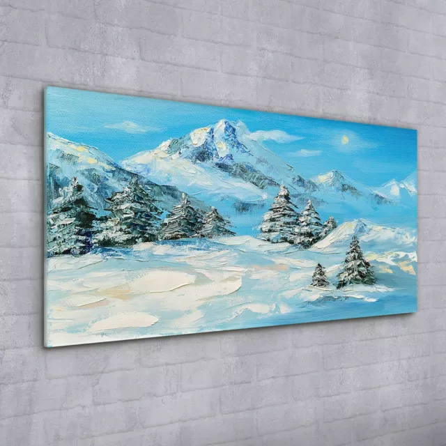 Acrylglasbild Wandbild Plexiglas 100x50 Kunst Bild Malerei Schnee Berg Bäume