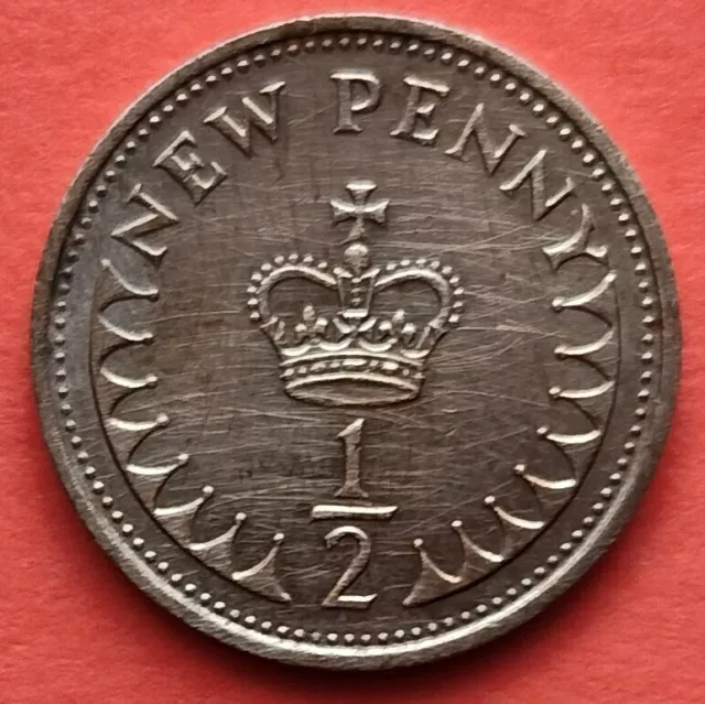 Moneta  Regno Unito  , 1/2  Penny  del 1971,  Regina Elisabetta II° ,  circolata