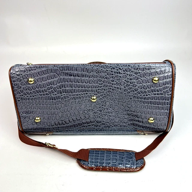Samantha Brown Croc Embossed Blue/Gray Weekend Shoulder Tote Bag Luggage PVC 6