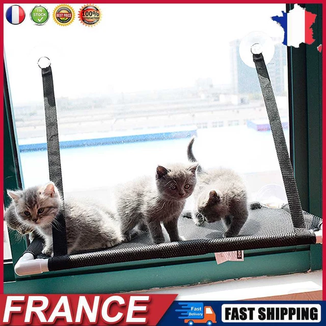 Hanging Cat Sleeping Bed Nesk Breathable Bearing 10kg Window Hammock (Black) fr