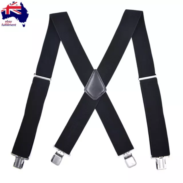 Unisex General Pants Cross X Shape Suspender Strap Leather Crosspatch