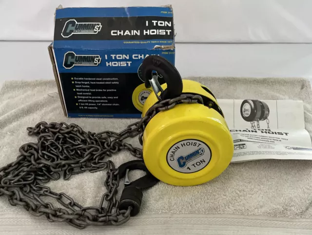 Cummins Pro Industrial 1 Ton Chain Hoist 8 FT. Lift 1/4” Diameter Chain M#3118