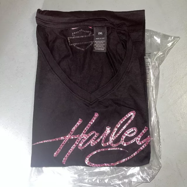 Harley-Davidson Bling Pink Black  T-Shirt ~ Size 2XL New!!