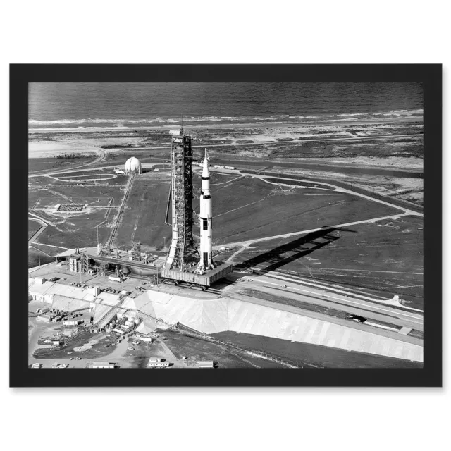 NASA Aerial View Apollo 11 Saturn V Rocket USA Moon Mission Framed A3 Art Print