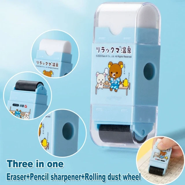 Rubber Roller Eraser 3 in 1 Pencil Sharpener Desktop Sweeper  Students Gift