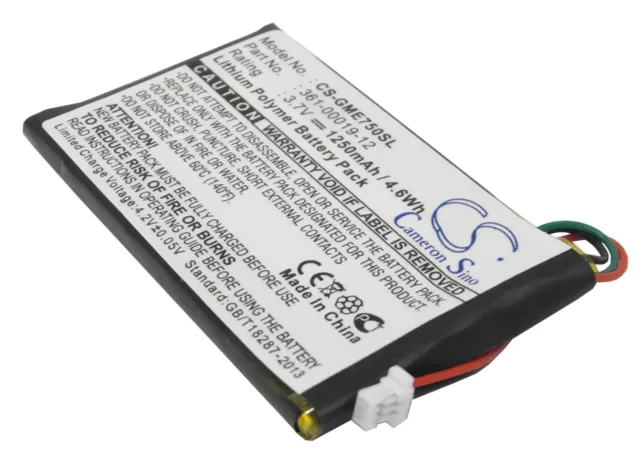 Battery for Garmin 361-00019-12 Edge 605 705 GPS Navigation CS-GME750SL 1250mAh