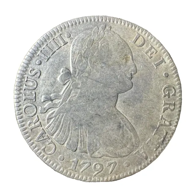 8 Reales 1797 Bust Dollar Hispan Mexico Spanish Colonial, Carolus IIII, MO, FM