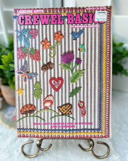 LA Crewel Basics 38 1974 transferencias planchadas 20 puntadas 25 diseños vintage 10817
