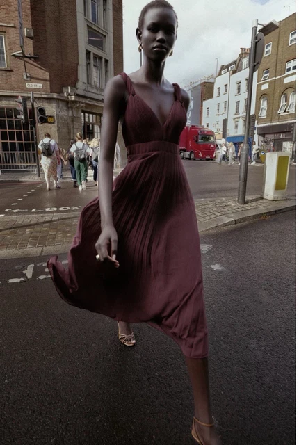 knee length dresses for ladies Multicolor Camouflage Pleated Midi Dress