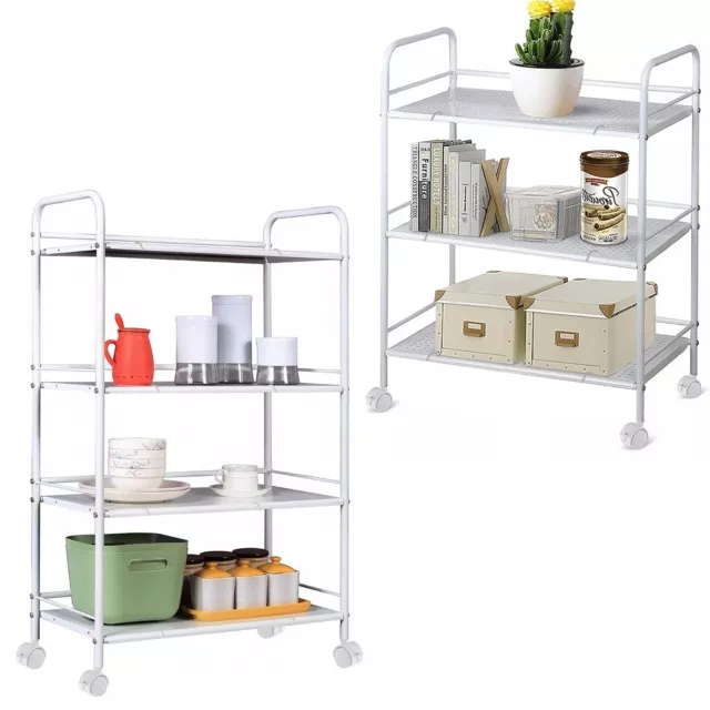 3/4 Tier Slim Kitchen Food Storage Trolley Cart Rack Tray Shelf Rolling Wheel