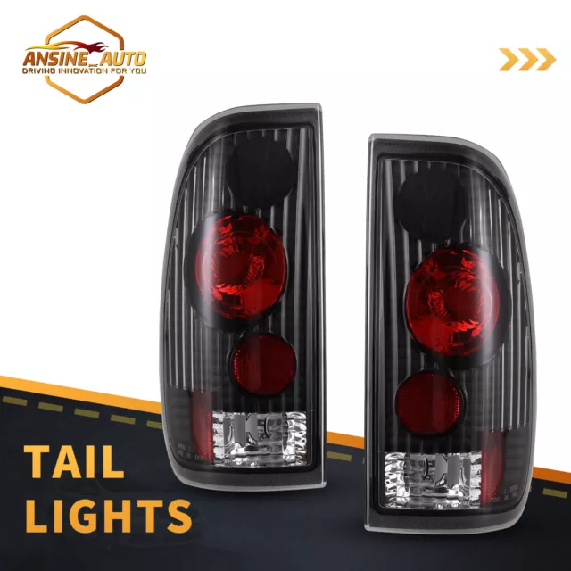 Black Clear Tail Lights for 1997-2003 Ford F-150 F-250 Rear Driving Lamps Pair