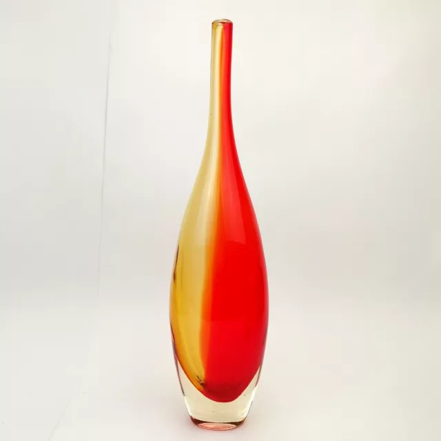 Vintage Rare Floris Meydam Leerdam  Orange Red Art Glass Bottle Vase 1950 Dutch