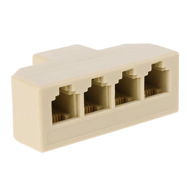 Telephone Splitter, RJ11 6P4C 1 Male to 4 Female Adapter, 4 Way RJ11 Socket