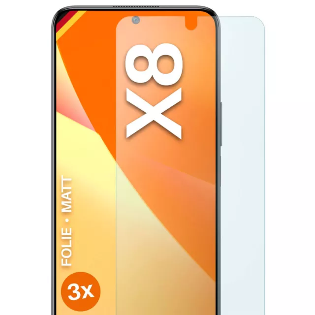 3x Film de Protection Mat pour Honor X8 (4G) D'Écran Feuille à Portée Main Fin