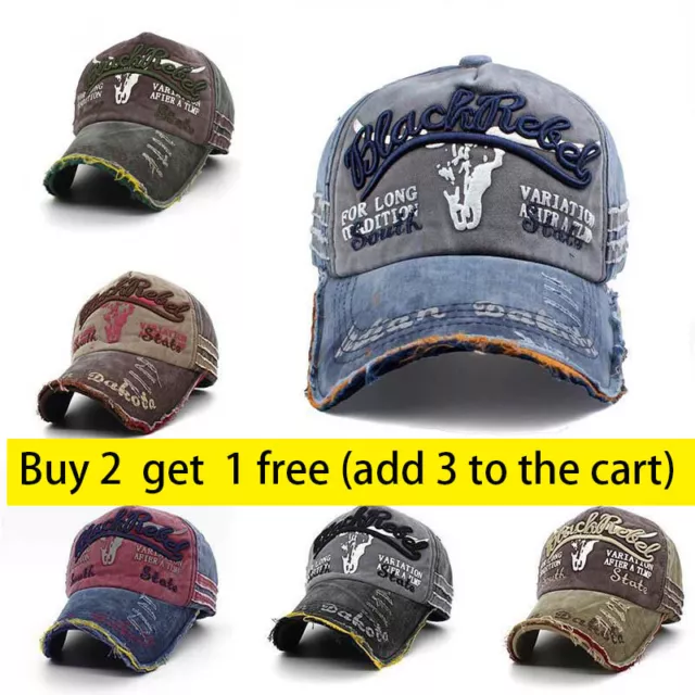 Vintage Style Trucker Baseball Cap Men Women Adjustable Distressed Denim Hat