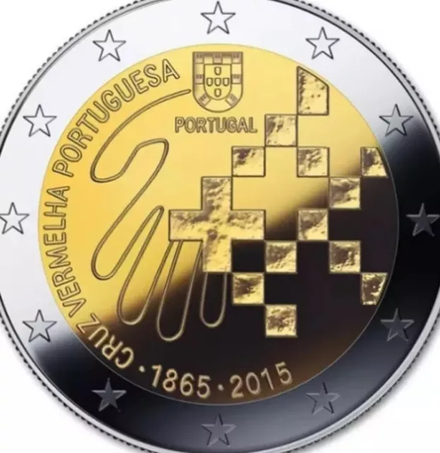 Portugal 🇵🇹 Coin 2€ Euro 2015 Commemorative Red Cross 150y New UNC from Roll