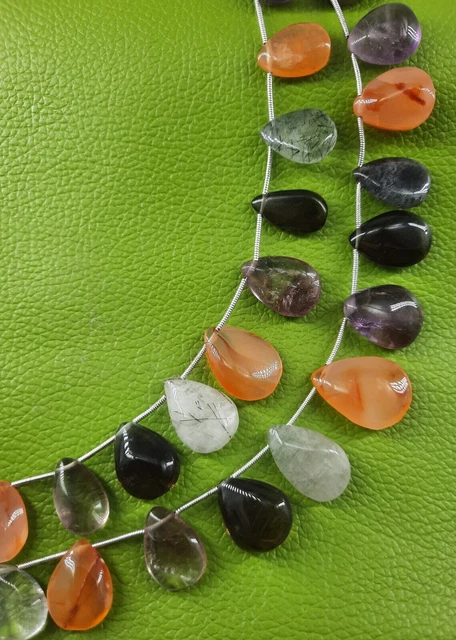 8" Strand Natural Disco Beads Smooth Pear Shape Gemstone Jewelry Making Crafts 3