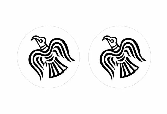 2x autocollant sticker rond cocarde drapeau vinland viking odin raven blanc