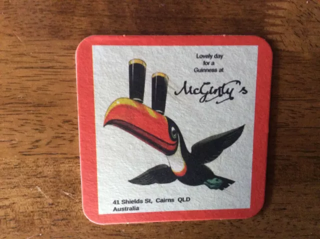 1 only GUINNESS ,McGinty,s Irish Bar ,Cairns ,Queensland ,BEER Coaster