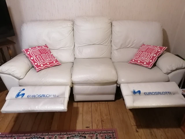 Sublime fauteuil club cuir vintage blanc bois d'hévéa promo - Ameublement