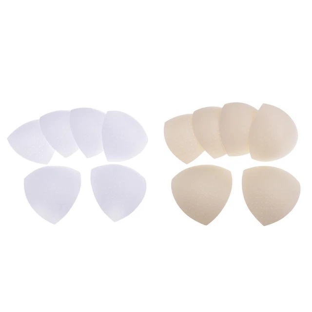 6 pares de almohadillas de sujetador de repuesto con inserto de triángulo beige blanco