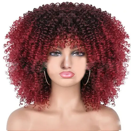 Frauen Perücke Afro Kurze Gewellt Gelockt Perücken Wigs Cosplay wie Echthaar