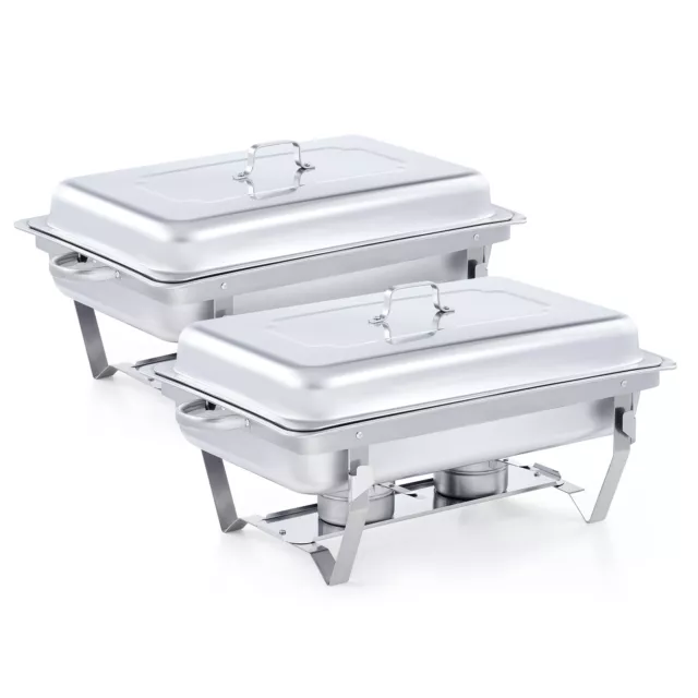 9L/8Q 2 Pack Chafer Chafing Dish Sets Pans Stainless Food Warmer Steel Catering