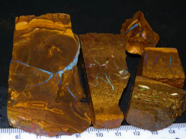 Nice Rough/Sliced Boulder Opal Parcel 729cts veins/Patterns some Fires Qld Au NR