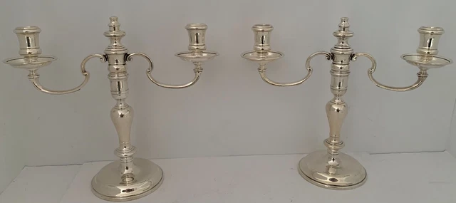 Pair American Cast Sterling By Ensko Convertible Candlesticks 3 Light Candelabra
