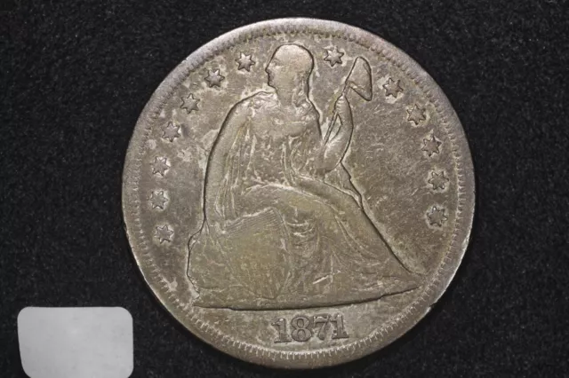 1871 with Motto Seated Liberty Dollar, Fine