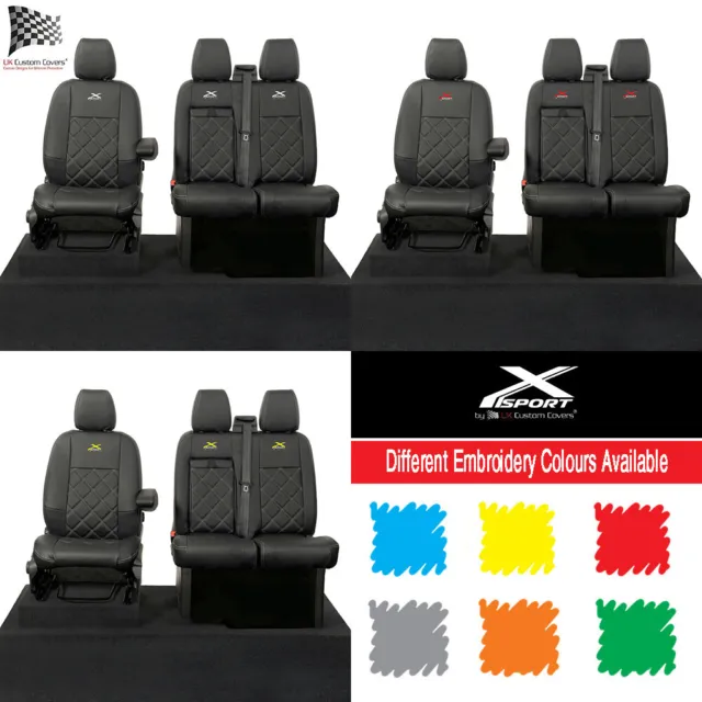 Ford Transit Custom Leatherette Front Seat Covers 'X' Sport Embroidery 2013-2023