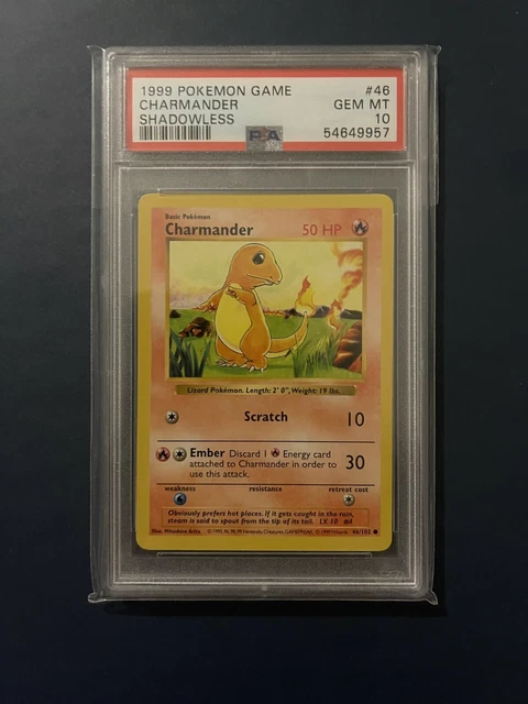 PSA 10 Charmander 46/102 SHADOWLESS Base Set WOTC Wizards Pokemon Card GEM MINT