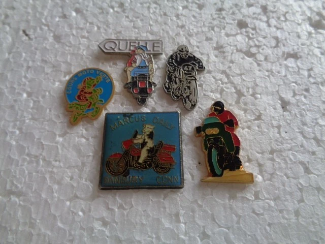 Job lot of 5 Motorcycle & riders shaped metal lapel pins