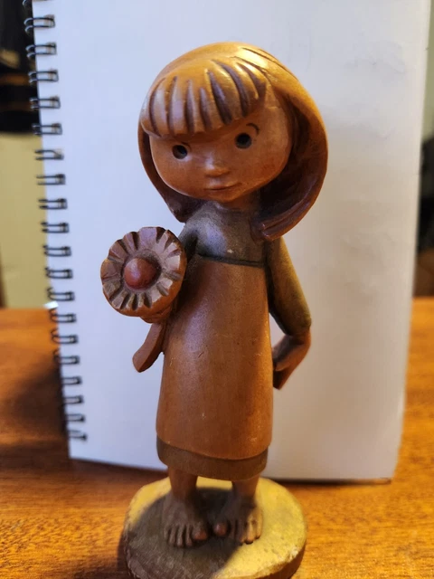 VNTG SIEGFRIED HAFNER Girl with Flower, Anri Doll, Made in Italy