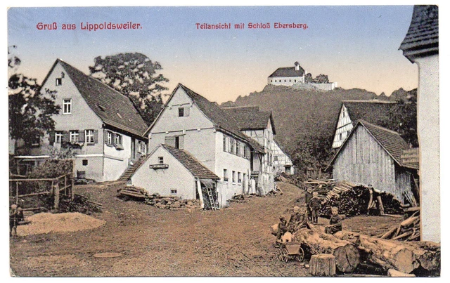 AK Gruss aus Lippoldsweiler, Gemeinde Auenwald, mit Schloss Ebersberg,ungel.1910