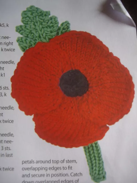 Remembrance Day Poppy's  2) 1 Knitting pattern  and 1 crochet poppy pattern