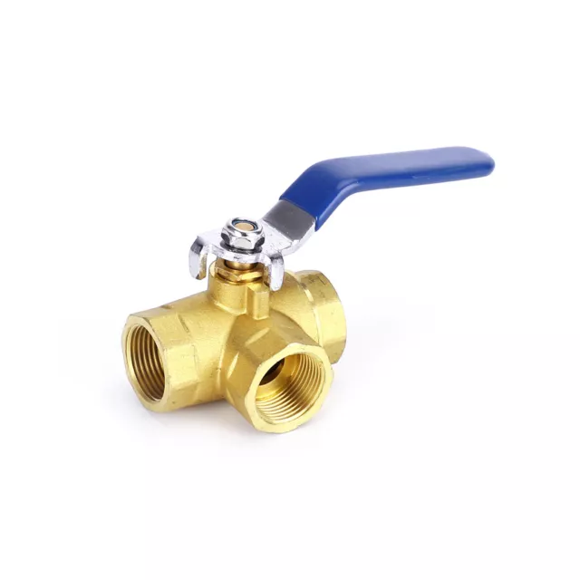 3-Way Ball Valve Female L Port Lever Handle 3/4" NPT Made Of Forged Brass UK`