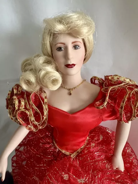 Franklin Mint Ruby 14" vintage Gemstone Girl porcelain doll 1988 blonde hair