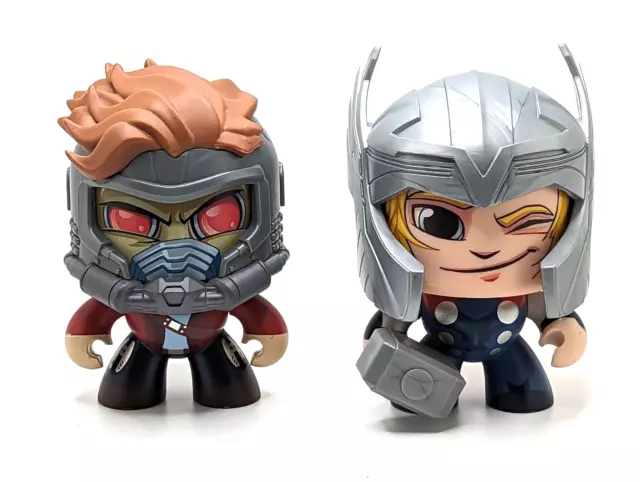 Lot of 2 Marvel Mighty Muggs Face Changing Thor and Star-Lord Avengers GOTG MCU