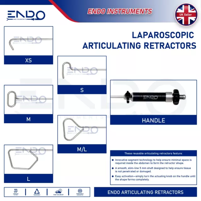 Endo Neuf Laparoscopique Or Doigt Foie Rétracteur 5mm Articulant Rétracteurs