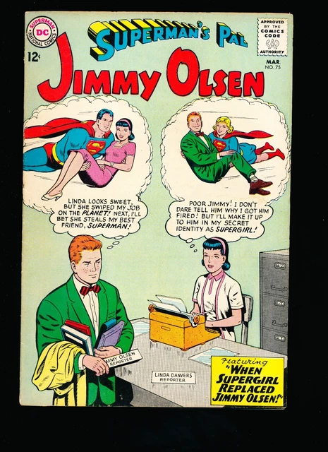 Superman’s Pal, Jimmy Olsen #75 (Vol 1)– Mar 1964– Dc Silver Age –Fn - Supergirl