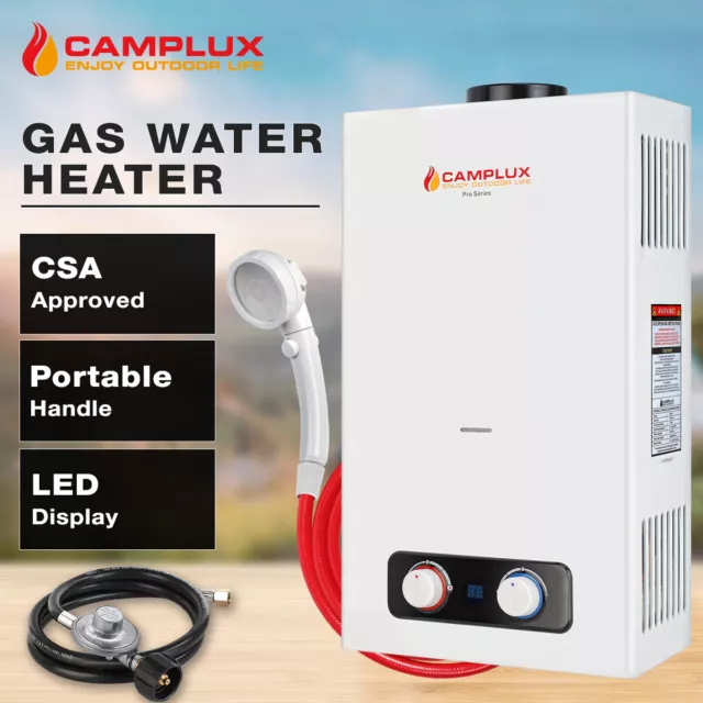 Camplux Pro 10L Portable Gas Water Heater 2.64GPM Instant Hot Outdoor Shower LED