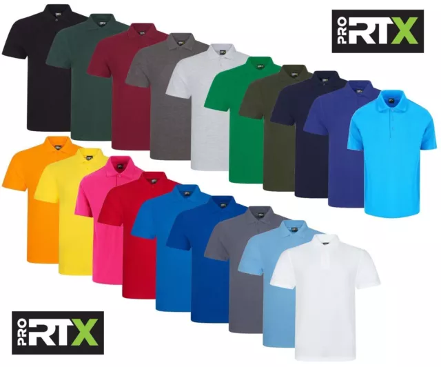 PRO RTX Pro Mens Unisex Polycotton Short Sleeve Pique Polo Shirt XS - 8XL